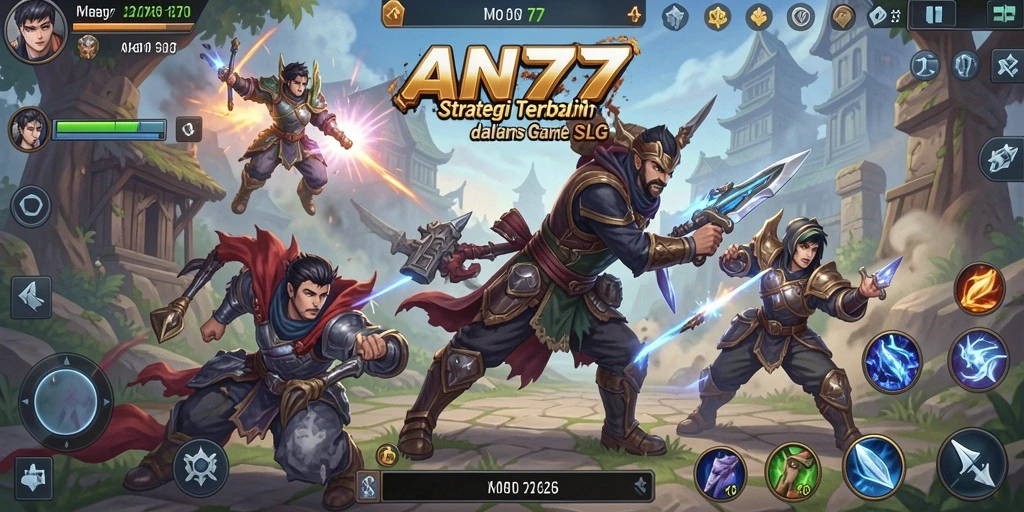 Screenshot gameplay AN777 yang menunjukkan strategi pertempuran epik.
