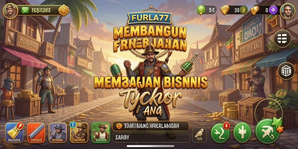 Screenshot gameplay FURLA77 menampilkan interaksi bisnis yang dinamis.
