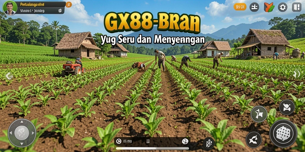 Tangkapan layar permainan menunjukkan aktivitas bertani yang dinamis.