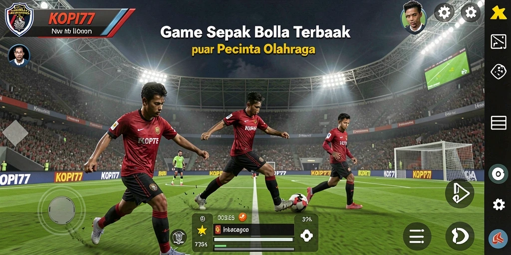 Tampilan gameplay KOPI77 dengan aksi sepak bola yang seru.