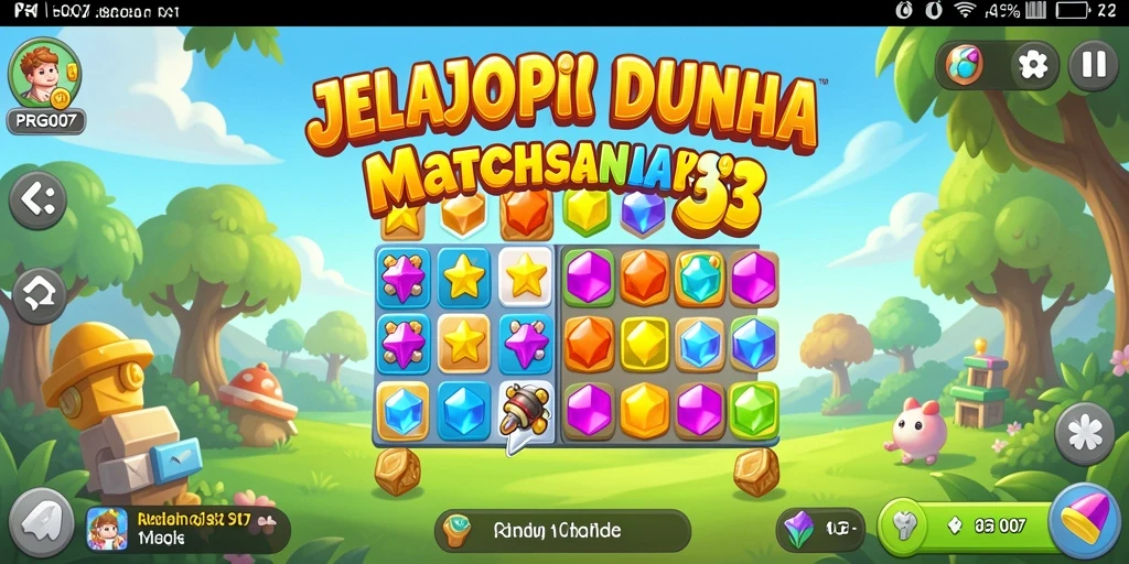 Gameplay seru Match-3 dalam PRG007 dengan grafis yang memukau.