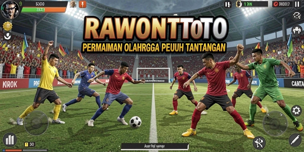 Tampilan gameplay dari RAWONTOTO yang penuh aksi olahraga.