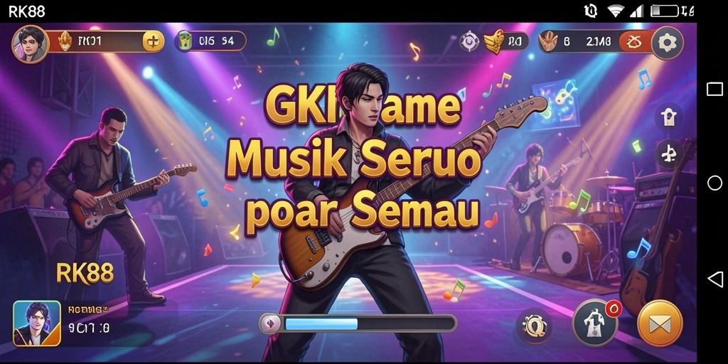 Tampilan gameplay RK88 dengan berbagai pilihan lagu yang menarik.