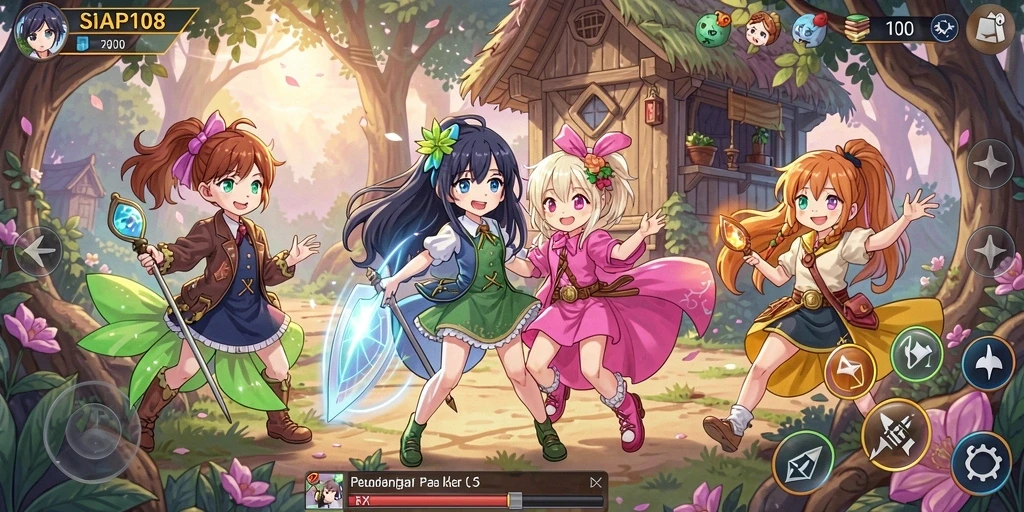 Tangkapan layar gameplay <strong>SIAP108</strong> menampilkan pertempuran karakter Anime yang mendebarkan.