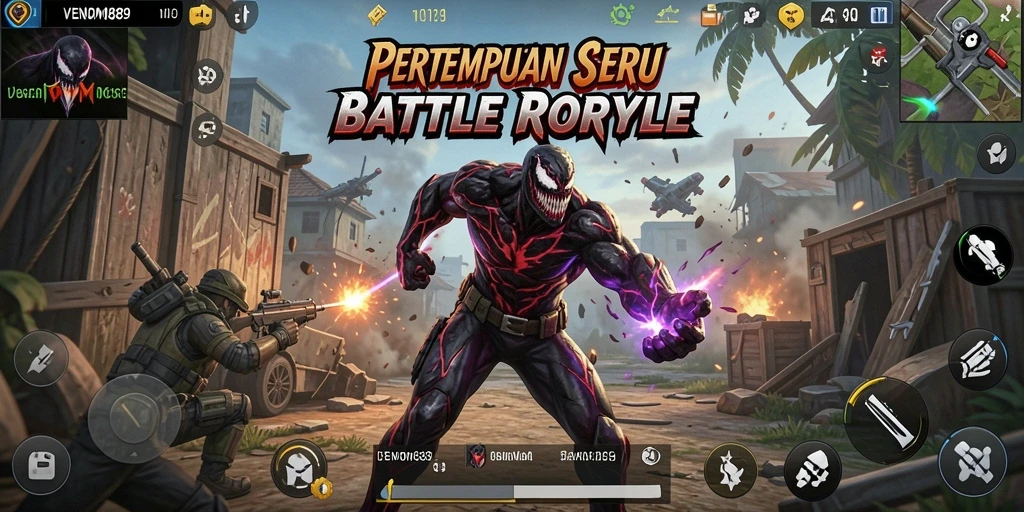 Gameplay seru <strong>VENOM889</strong> dalam aksi Battle Royale.
