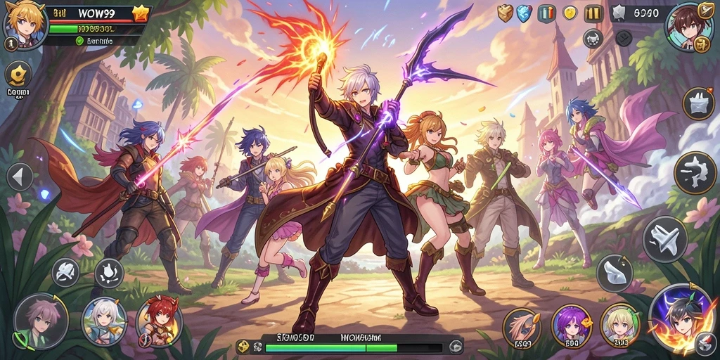 Screenshot gameplay WOW99 menampilkan aksi seru dalam dunia Anime.